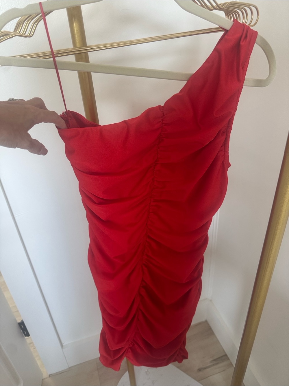 Vici Red One-Shoulder Ruched Cocktail Dress